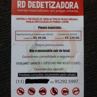 Servicos de motoboy e dedetizacao