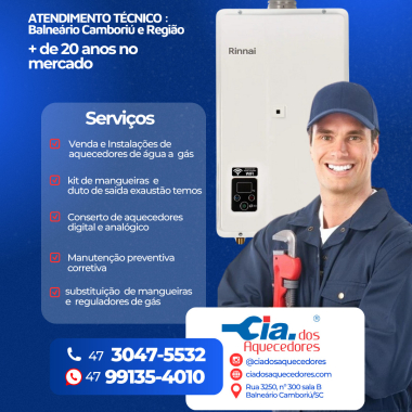 CIA DOS AQUECEDORES® RINNAI KOMECO RHEEM LORENZETTI