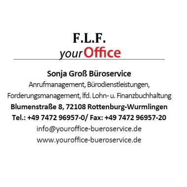 F.L.F. yourOffice Sonja Groß, Büroservice - Anrufmanagement und Bürodienstleistungen - Forderungsmanagement, lfd. Lohn- und Finanzbuchhaltung