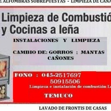 Limpieza e instalación de estufas a combustión lenta y cocinas a lena.