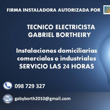 Tecnico Electricista Autorizado por UTE Gabriel Bortheiry