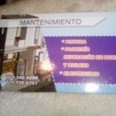Mantenimiento; plomeria y electricidad