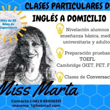Clases de Ingles  personalizadas, Miss Marta