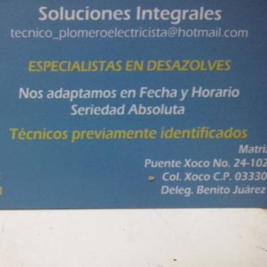 SOLUCIONES EN PLOMERIA Y ELECTRICIDAD EN BENITO JUAREZ